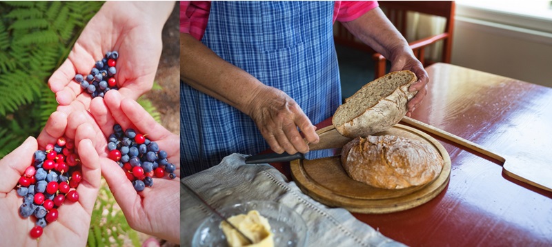 Schlemmen an der Saimaa-Archipel-Route: finnische Beeren (links) und frisch gebackenes Brot (rechts)